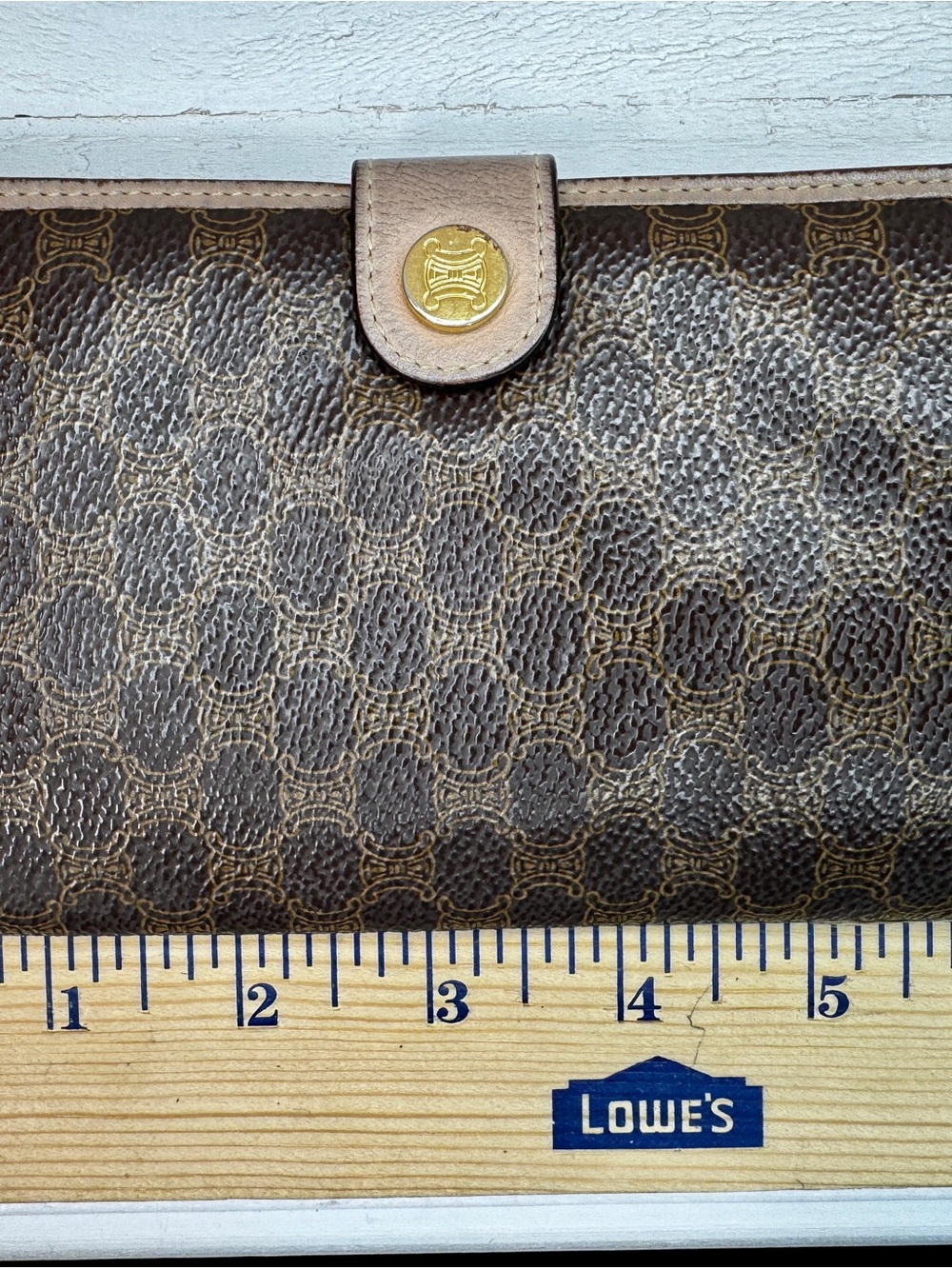 Vintage CELINE Macadam Monogram Long Wallet Brown PVC & Tan Leather - Picture 12 of 14